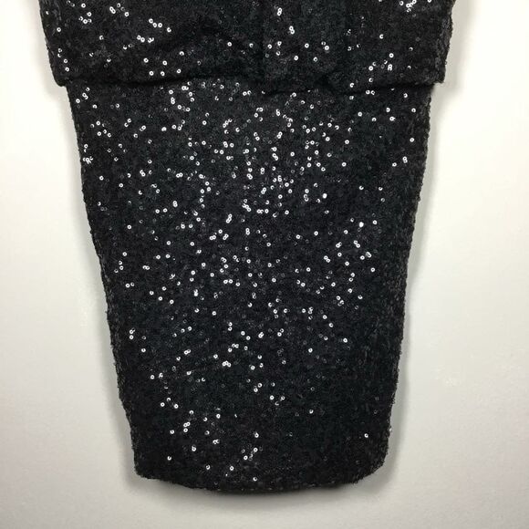 Astr Black All Over Sequin Glam Club Party Concert Deep V Mini Dress S/M - Picture 3 of 8